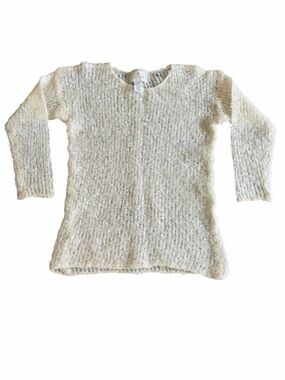 Vintage 90s Express Tricot Mohair Sweater XS Made in Hong Kong Cream Open Knit